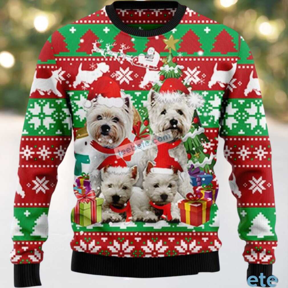 West Highland Terrier Dog Face Ugly Christmas Sweater Red Cheap West Highland Terrier Dog Face Ugly Christmas Sweater Red Cheap