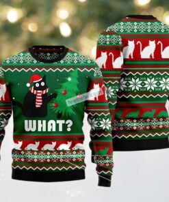 What Black Cat Ugly Christmas Sweater Light Up
