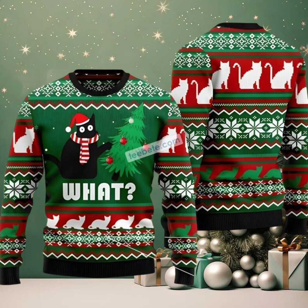 What Black Cat Ugly Christmas Sweater Light Up What Black Cat Ugly Christmas Sweater Light Up