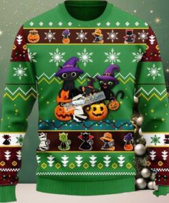 Witcher Noel Black Cat Dad Ugly Christmas Sweater