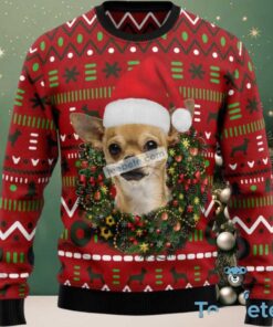 Wreath Chihuahua Dog Face Ugly Christmas Sweater Ladies Wreath Chihuahua Dog Face Ugly Christmas Sweater Ladies