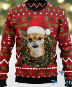 Wreath Chihuahua Dog Face Ugly Christmas Sweater Ladies