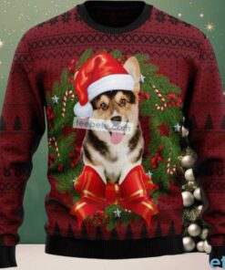 Wreath Corgi Dog Face Ugly Xmas Sweaters Funny Wreath Corgi Dog Face Ugly Xmas Sweaters Funny