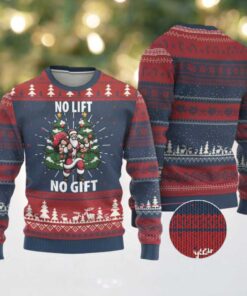 Xmas Santa Gymer Ugly Christmas Sweater No Lift No Gift Bodybuilding