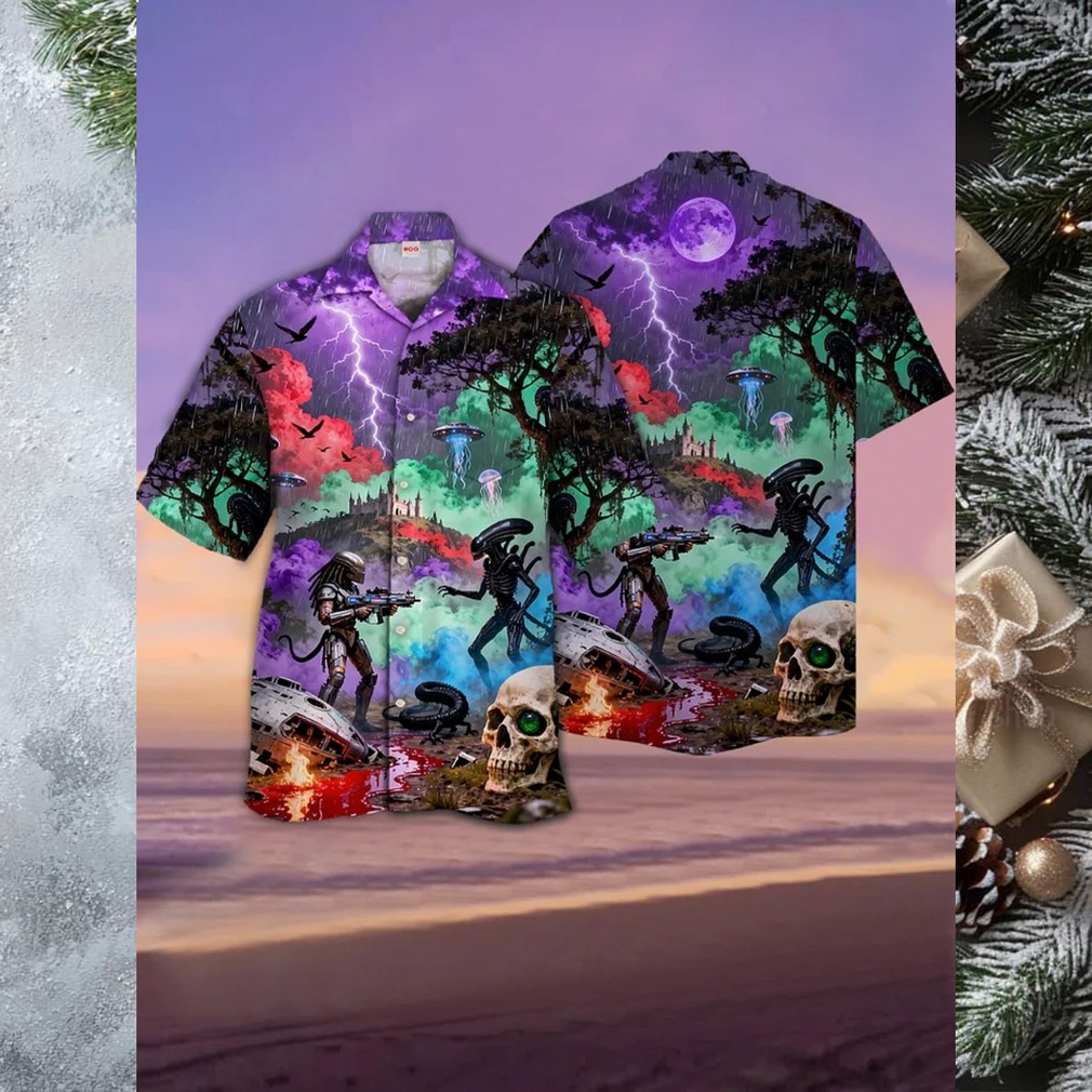 Alien vs. Predator Tropical Battle Hawaiian Shirt Alien vs. Predator Tropical Battle Hawaiian Shirt