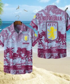 Aston Villa Football Club Floral Custom Name Hawaiian Shirt