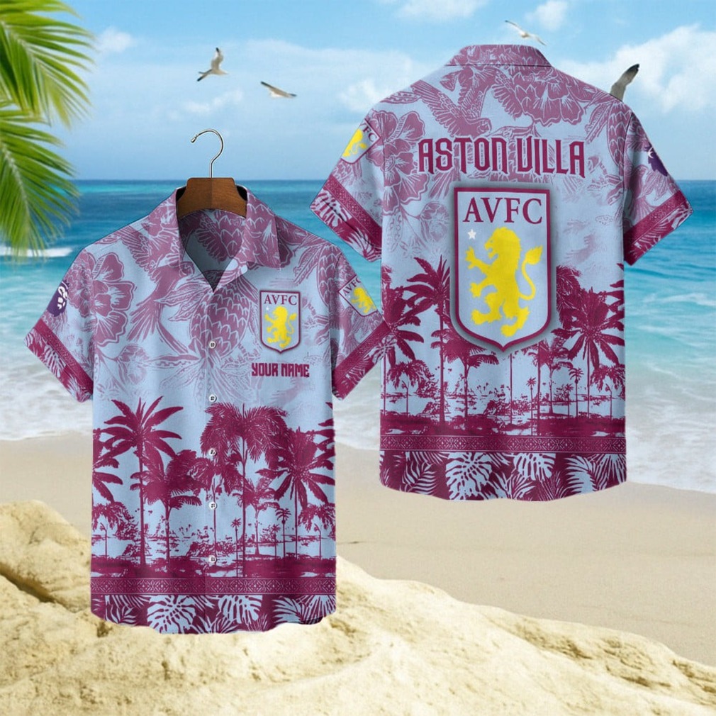 Aston Villa Football Club Floral Custom Name Hawaiian Shirt Aston Villa Football Club Floral Custom Name Hawaiian Shirt