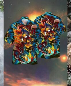 Azure Dragon’s Flame Hawaiian Shirt