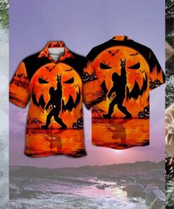 Bigfoot Halloween Rock Out Hawaiian Shirt