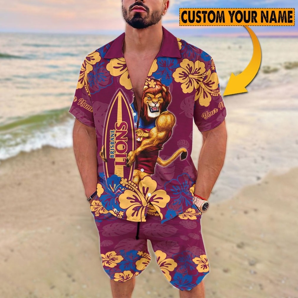 Brisbane Lions Custom Name Hawaiian Shirt and Shorts Brisbane Lions Custom Name Hawaiian Shirt and Shorts