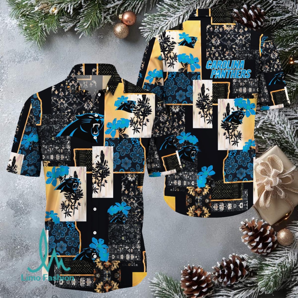 Carolina Panthers Tropical Flower Hawaiian Shirt Carolina Panthers Tropical Flower Hawaiian Shirt