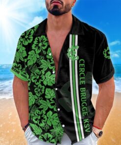 Cercle Brugge KSV Green Tropical Hibiscus Hawaiian Shirt