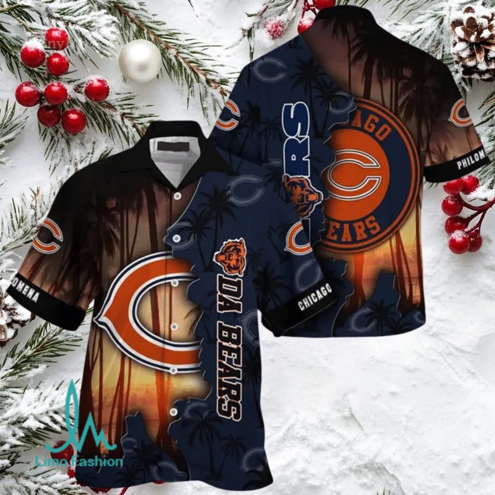 Chicago Bears Hawaiian Button Up Shirt Island Time Fan Fashion Chicago Bears Hawaiian Button Up Shirt Island Time Fan Fashion