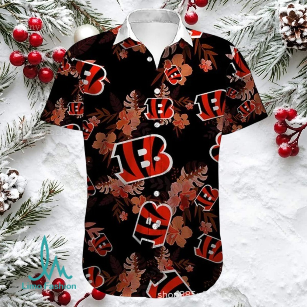 Cincinnati Bengals NFL Mens Hawaiian Button Up Shirt Cincinnati Bengals NFL Mens Hawaiian Button Up Shirt