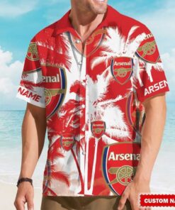 Custom Arsenal Hawaiian Shirt   Personalized Name Beach Wear