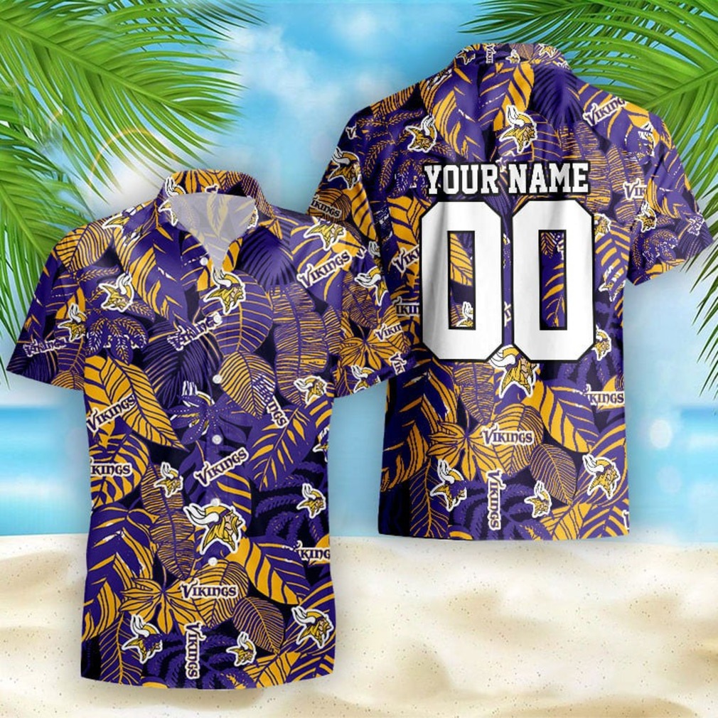 Custom Minnesota Vikings Purple & Gold Aloha Shirt Custom Minnesota Vikings Purple & Gold Aloha Shirt