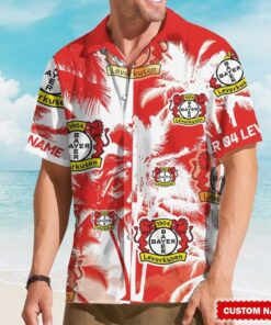 Custom Name Bayer Leverkusen Beach Button Up Hawaiian Shirt