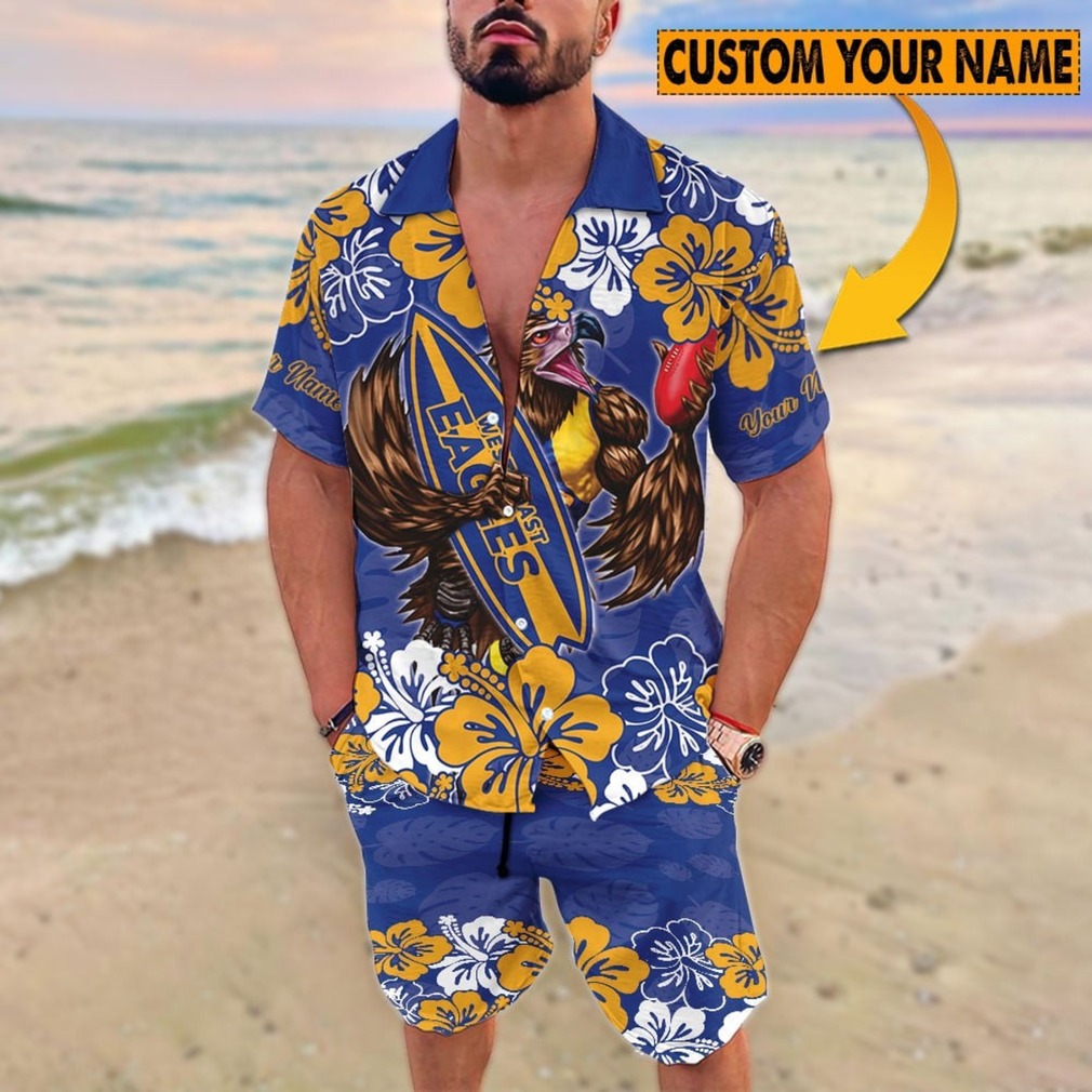 Custom Name Blue Eagles Hawaiian Shirt and Shorts Set Custom Name Blue Eagles Hawaiian Shirt and Shorts Set