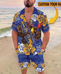Custom Name Blue Eagles Hawaiian Shirt and Shorts Set