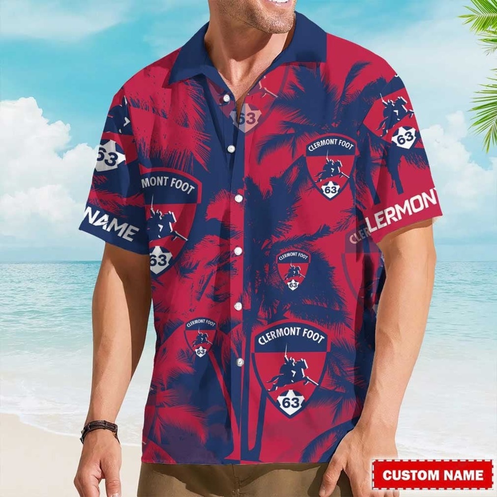 Custom Name Clermont Foot 63 Auvergne Combo Hawaiian Shirt Custom Name Clermont Foot 63 Auvergne Combo Hawaiian Shirt