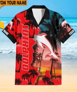 Custom Name Dolphins NRL Turf to Surf Hawaiian Shirt