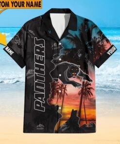 Custom Name Football Fan Hawaiian Shirt Carolina Panthers Edition