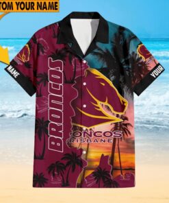 Custom Name NRL Brisbane Broncos Hawaiian Shirt