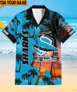 Custom Name & Number Cronulla Sharks Aloha Hawaiin Shirt
