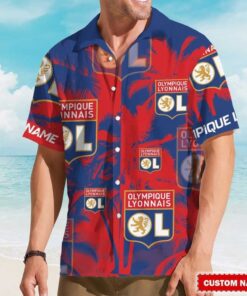 Custom Name Olympique Lyonnais Aloha Hawaiin Shirt