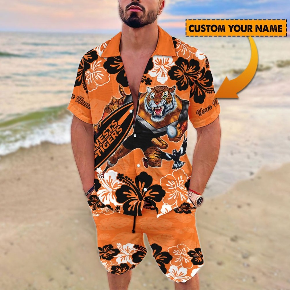 Custom Name Orange Tiger Hawaiian Shirt & Shorts Set Custom Name Orange Tiger Hawaiian Shirt & Shorts Set