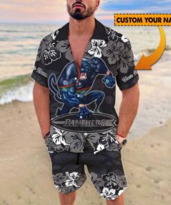 Custom Name Panthers Hawaiian Shirt & Shorts Set