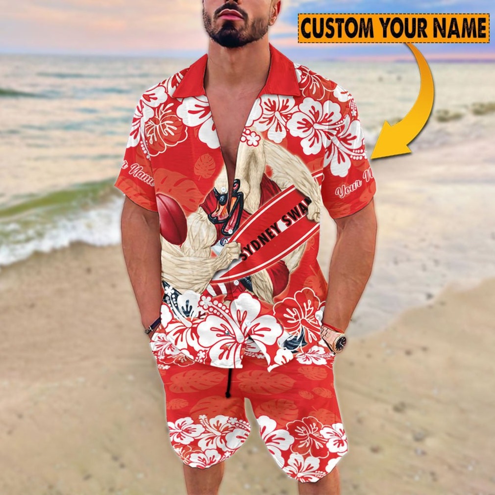 Custom Name Red Hibiscus Hawaiian Shirt & Shorts Set Custom Name Red Hibiscus Hawaiian Shirt & Shorts Set