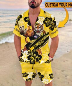 Custom Name Richmond Tigers AFL Paradise Hawaiian Shirt & Shorts Set