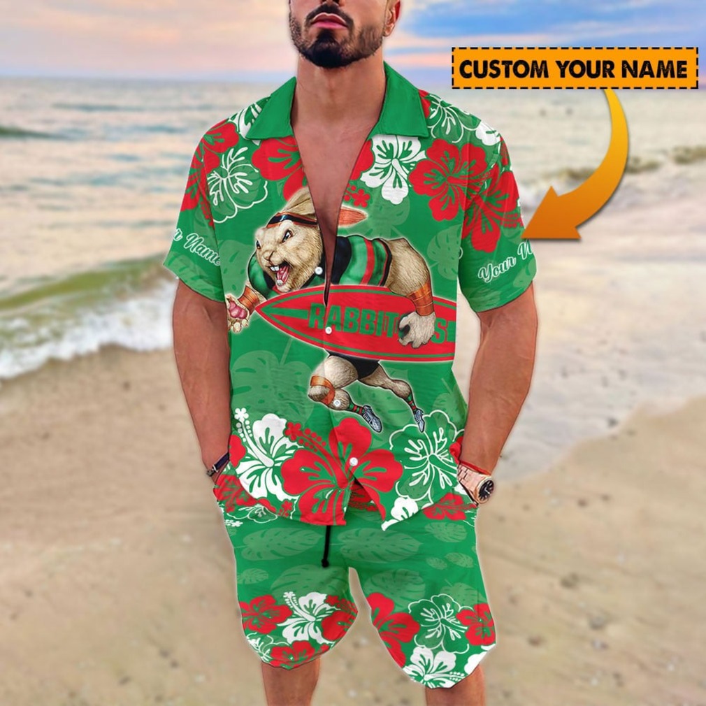Custom Name South Sydney Rabbitohs Hawaiian Shirt and Shorts Set Custom Name South Sydney Rabbitohs Hawaiian Shirt and Shorts Set