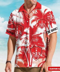 Custom Name Stade Brestois 29 Beach Hawaiian Shirt