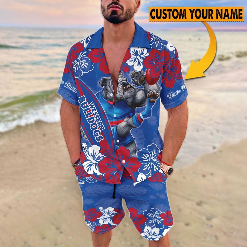 Custom Name Western Bulldogs AFL Hawaiian Shirt and Shorts Set Custom Name Western Bulldogs AFL Hawaiian Shirt and Shorts Set