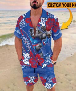 Custom Name Western Bulldogs AFL Tropical Hawaiian Shirt & Shorts Set