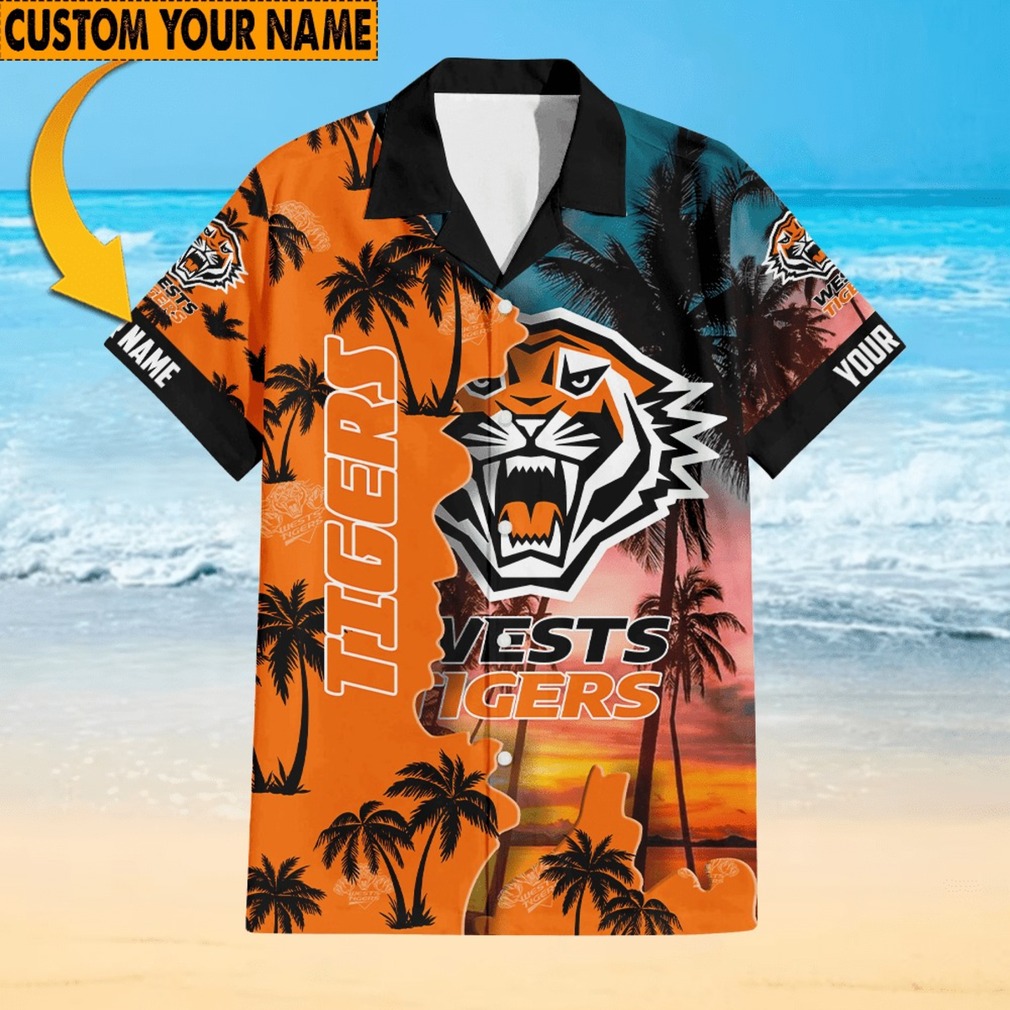 Custom Name Wests Tigers Rugby League Aloha Hawaiin Shirt Custom Name Wests Tigers Rugby League Aloha Hawaiin Shirt