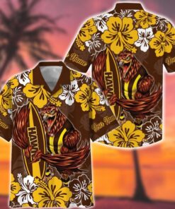 Customizable Brown and Yellow Hawks Hawaiian Shirt