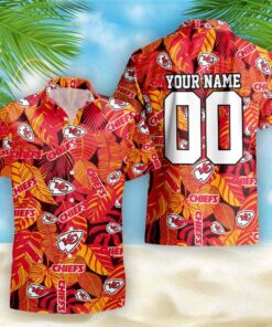 Customizable Kansas City Chiefs Tropical Hawaiian Shirt