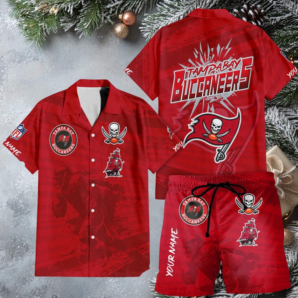 Customizable Tampa Bay Buccaneers Hawaiian Shirt and Shorts Set Customizable Tampa Bay Buccaneers Hawaiian Shirt and Shorts Set