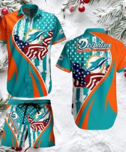 Customized NFL Miami Dolphins Hawaiian Shirt Summer Football Aloha Shirt Set For Fans