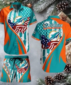 Customized NFL Miami Dolphins Hawaiian Shirt Summer Football Aloha Shirt Set For Fans