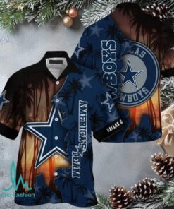 Dallas Cowboys Palm Tree & Sunset Graphic Hawaiian Shirt