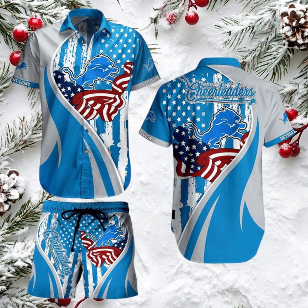 Detroit Lions NFL Vintage US Flag Hawaiian Shirt And Shorts Set Detroit Lions NFL Vintage US Flag Hawaiian Shirt And Shorts Set