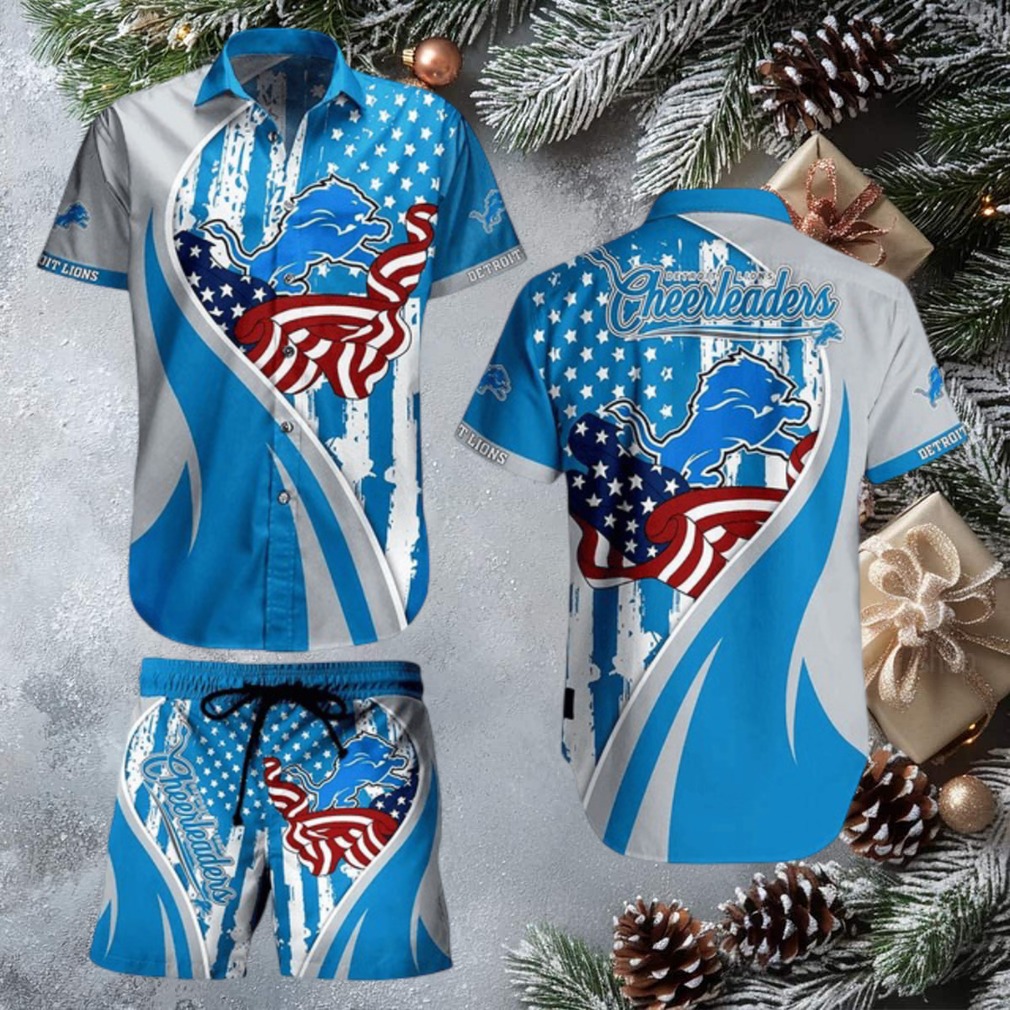 Detroit Lions NFL Vintage US Flag Hawaiian Shirt And Shorts Set Detroit Lions NFL Vintage US Flag Hawaiian Shirt And Shorts Set