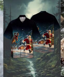 Dino Christmas Escape Hawaiian Shirt