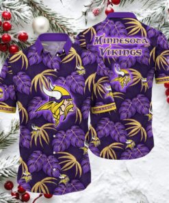 FOCO Minnesota Vikings NFL Men’s Hawaiian Button Up Shirt FOCO Minnesota Vikings NFL Men’s Hawaiian Button Up Shirt