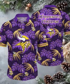 FOCO Minnesota Vikings NFL Men’s Hawaiian Button Up Shirt