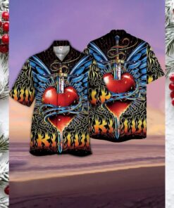 Flaming Heart & Sword Hawaiian Shirt